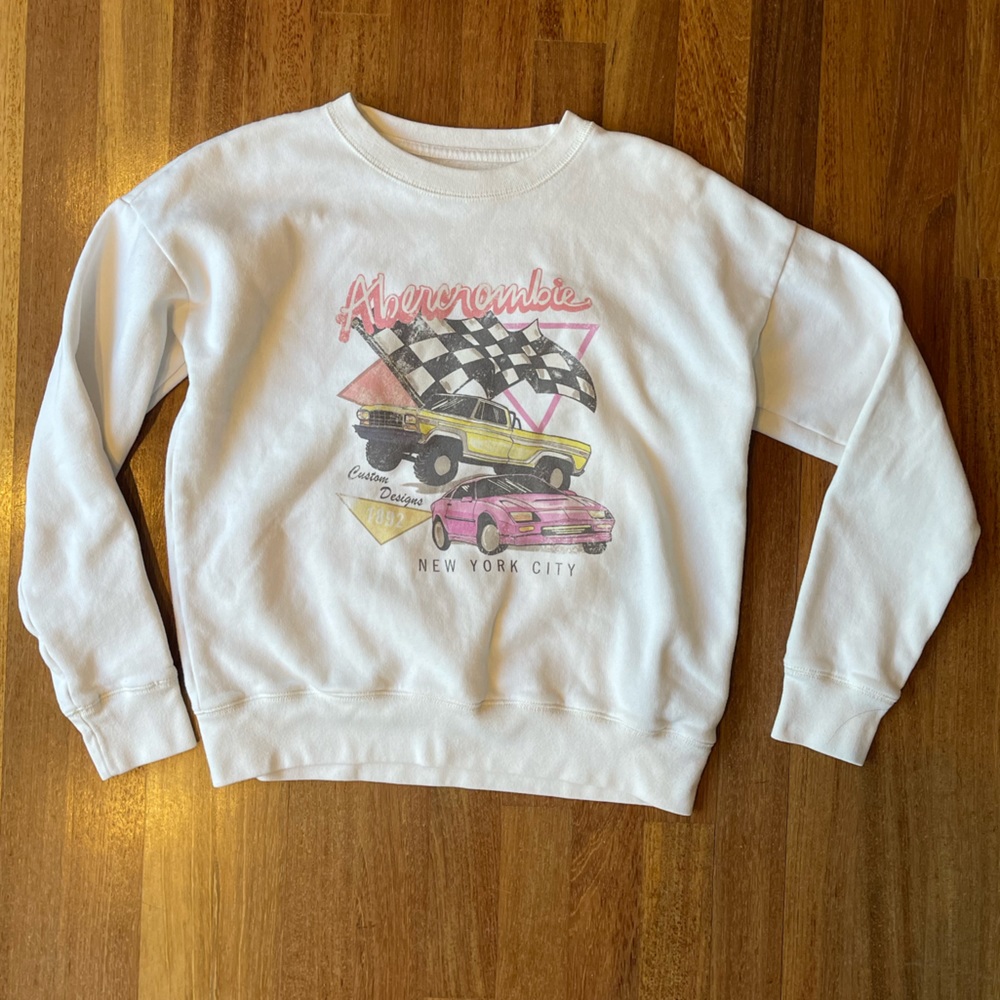 Abercrombie kids white graphic sweatshirt size 13- 14